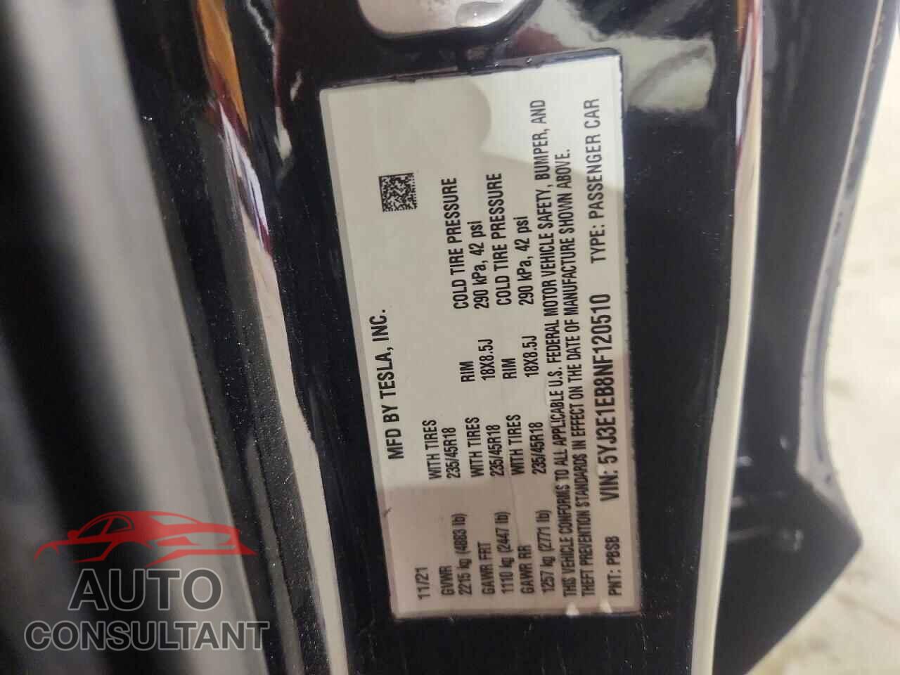 TESLA MODEL 3 2022 - 5YJ3E1EB8NF120510