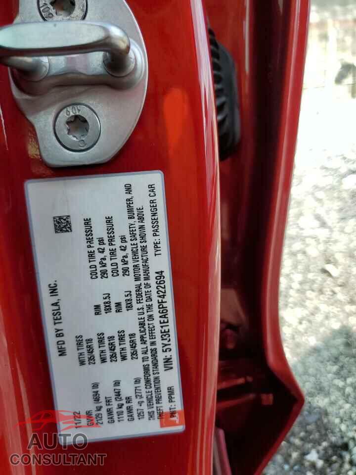 TESLA MODEL 3 2023 - 5YJ3E1EA6PF422694