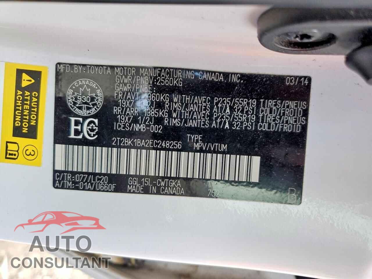 LEXUS RX350 2014 - 2T2BK1BA2EC248256