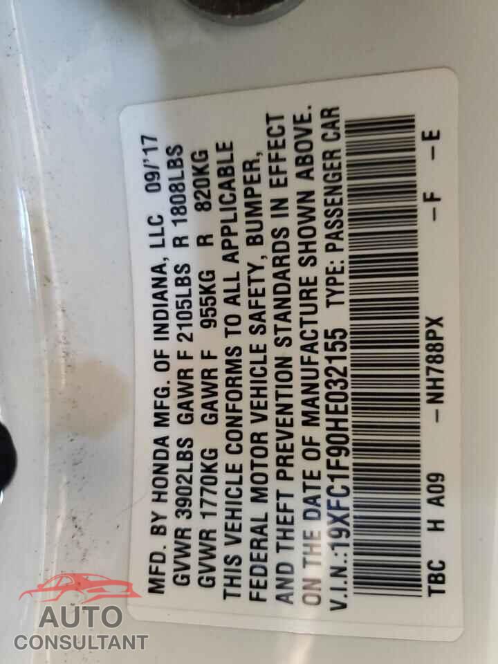 HONDA CIVIC 2017 - 19XFC1F90HE032155