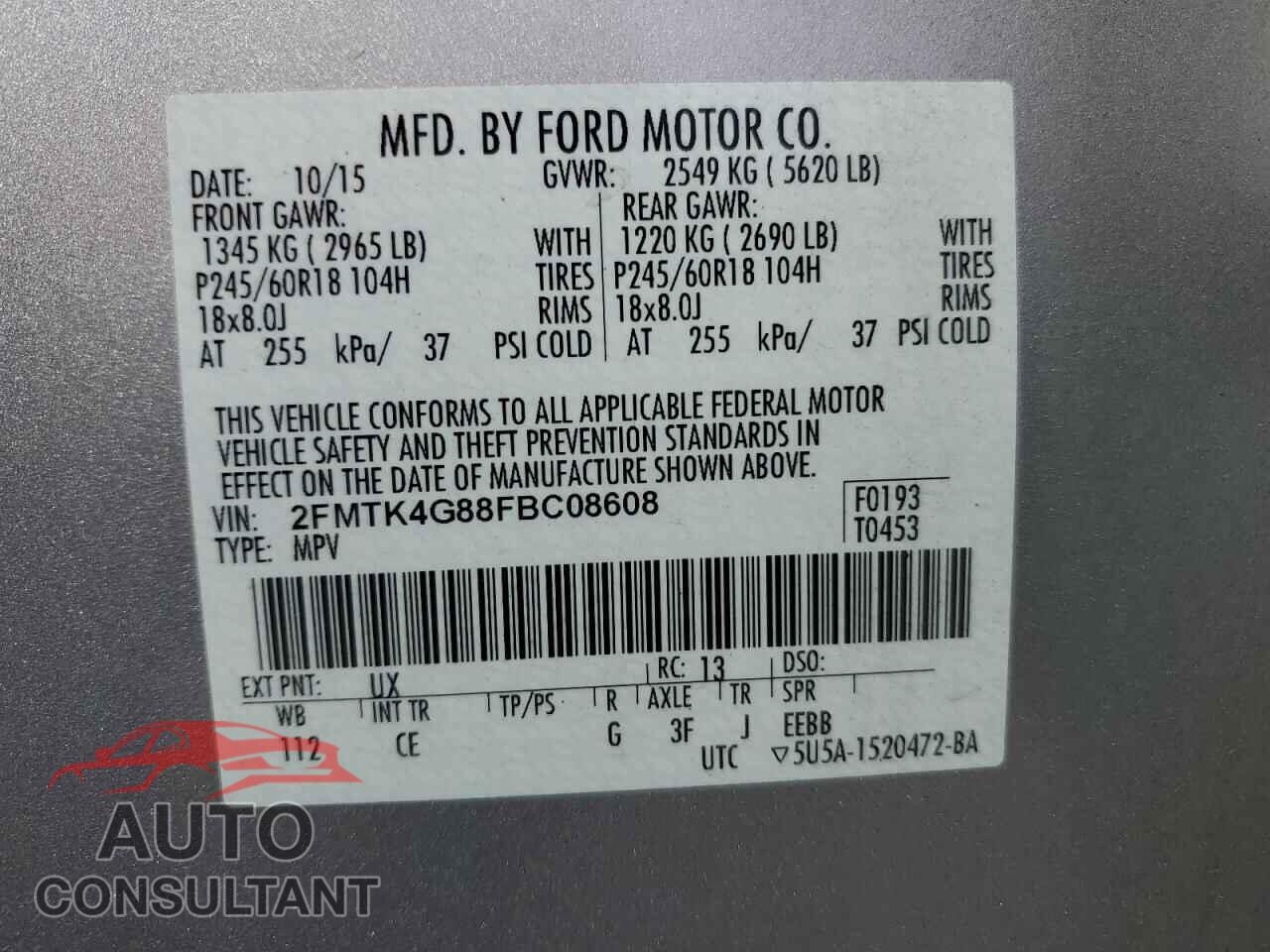 FORD EDGE 2015 - 2FMTK4G88FBC08608