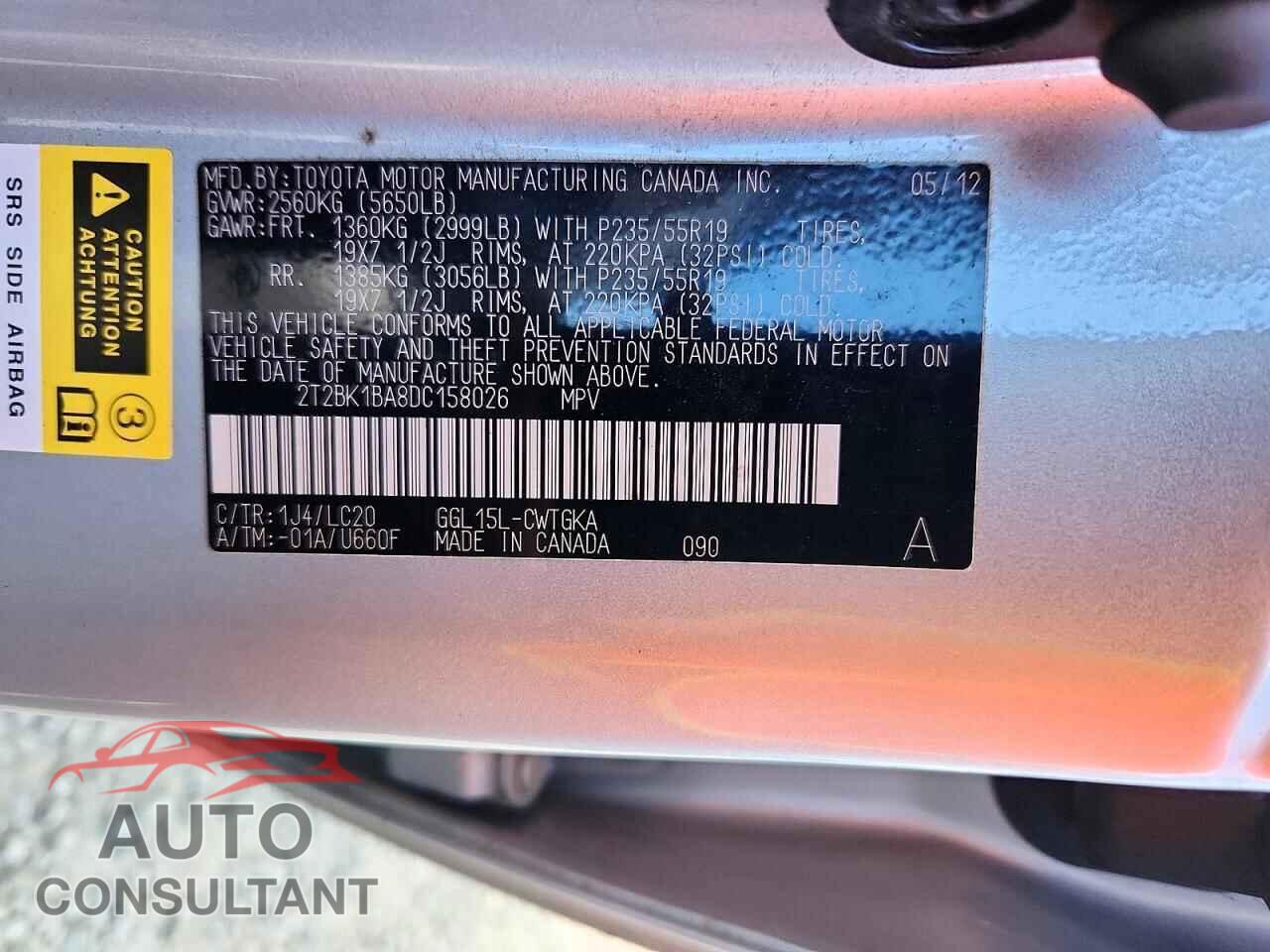 LEXUS RX350 2013 - 2T2BK1BA8DC158026