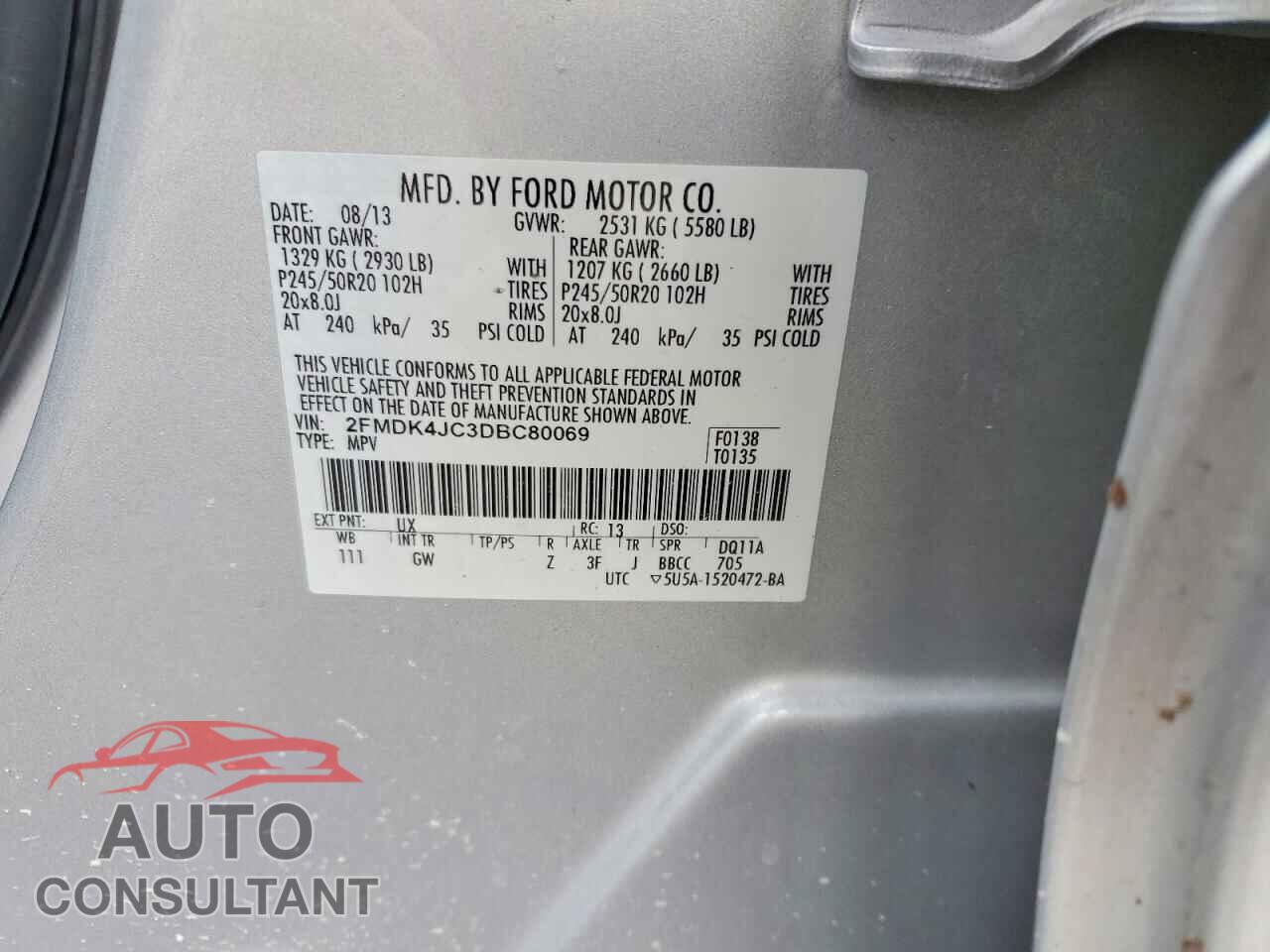 FORD EDGE 2013 - 2FMDK4JC3DBC80069