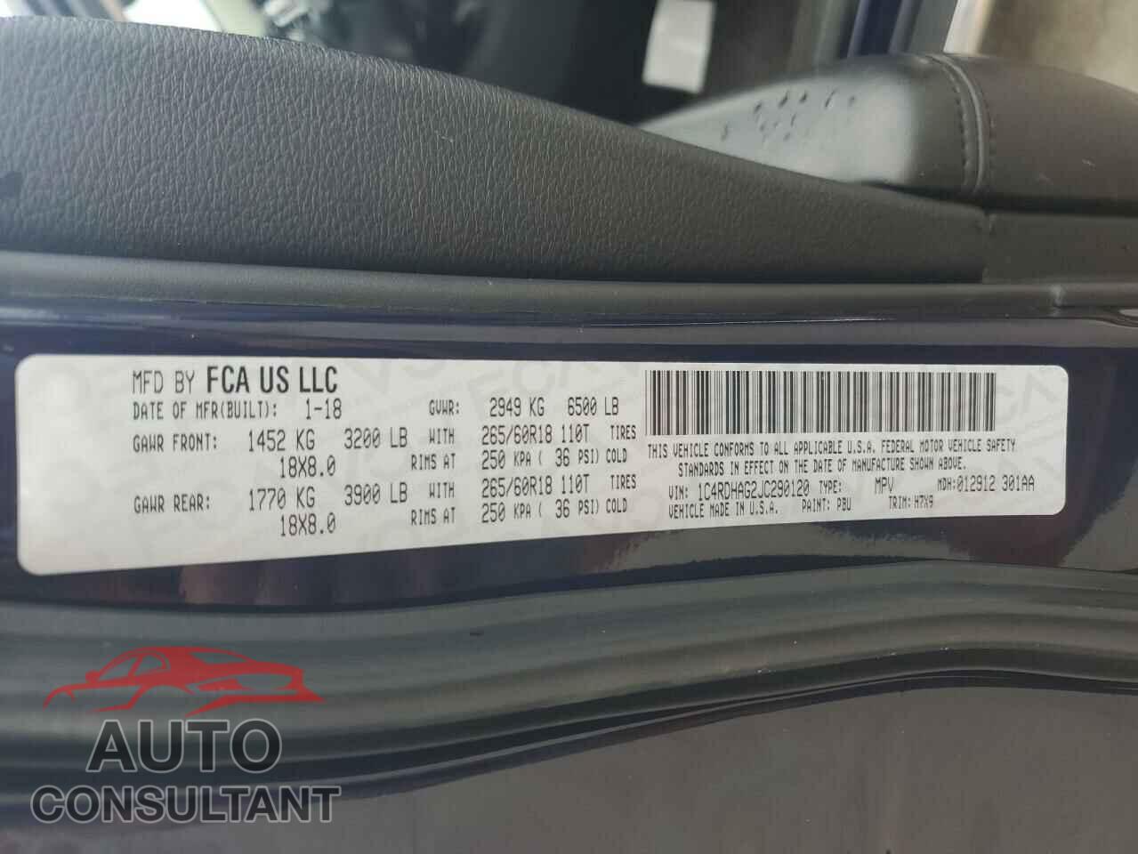 DODGE DURANGO 2018 - 1C4RDHAG2JC290120