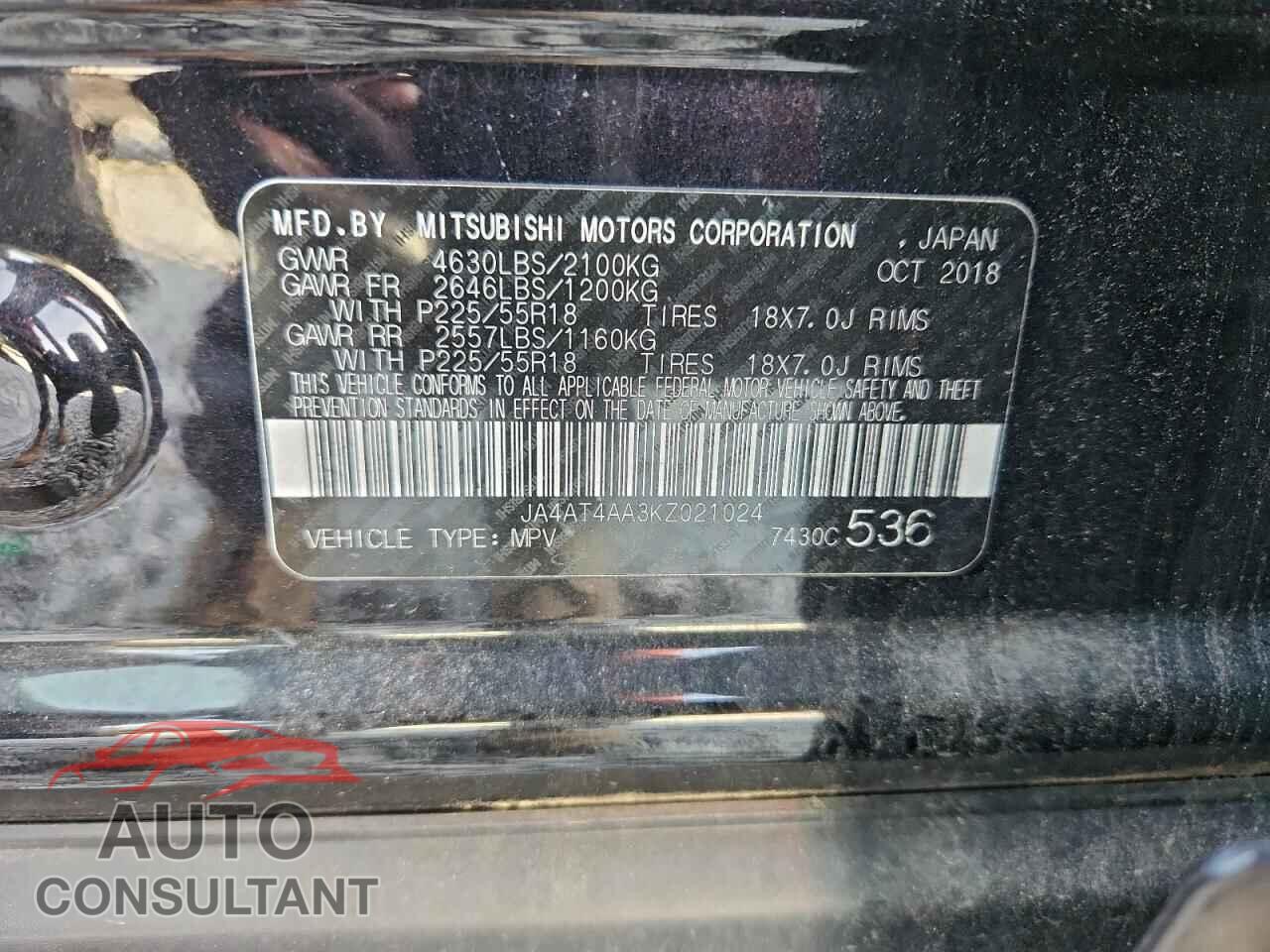 MITSUBISHI ECLIPSE 2019 - JA4AT4AA3KZ021024