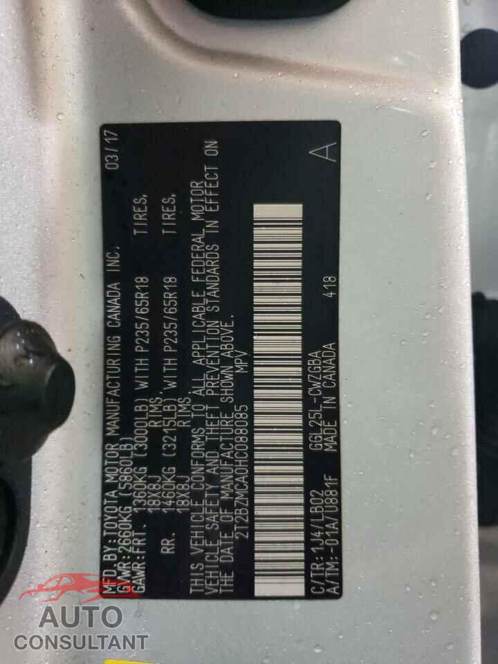 LEXUS RX350 2017 - 2T2BZMCA0HC088085
