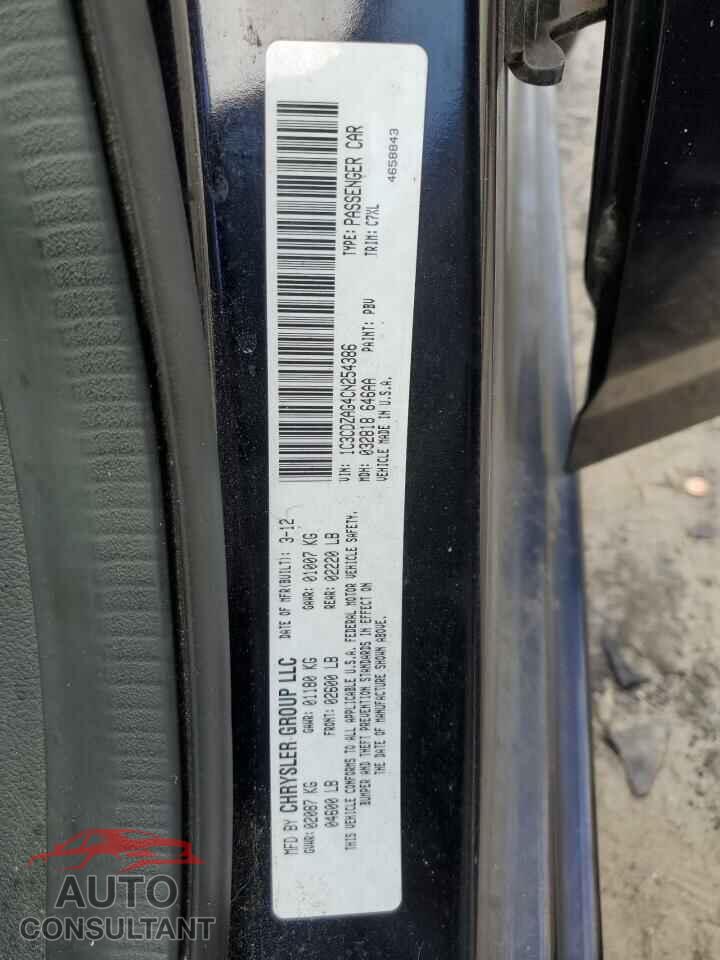 DODGE AVENGER 2012 - 1C3CDZAG4CN254386