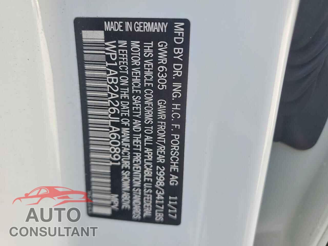 PORSCHE CAYENNE 2018 - WP1AB2A26JLA60891