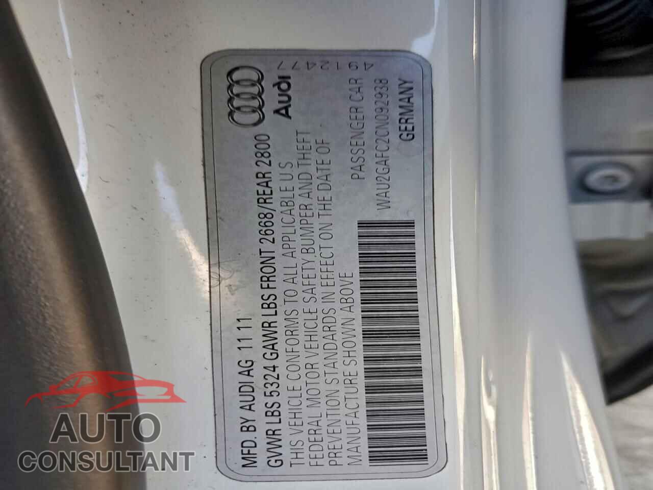 AUDI A7 2012 - WAU2GAFC2CN092938