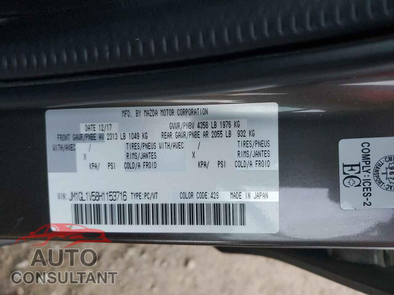 MAZDA 6 2017 - JM1GL1V58H1153716