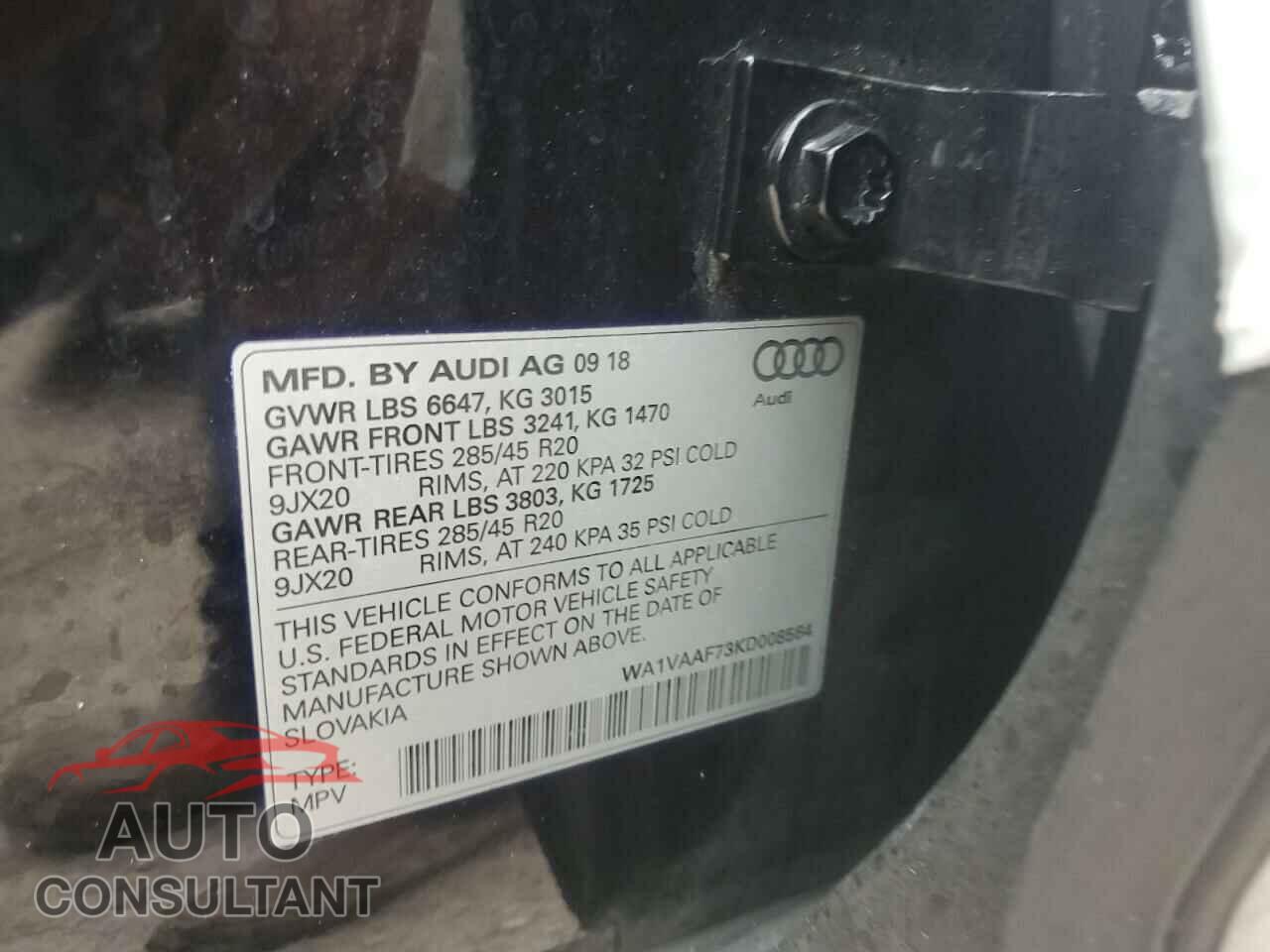 AUDI Q7 2019 - WA1VAAF73KD008564