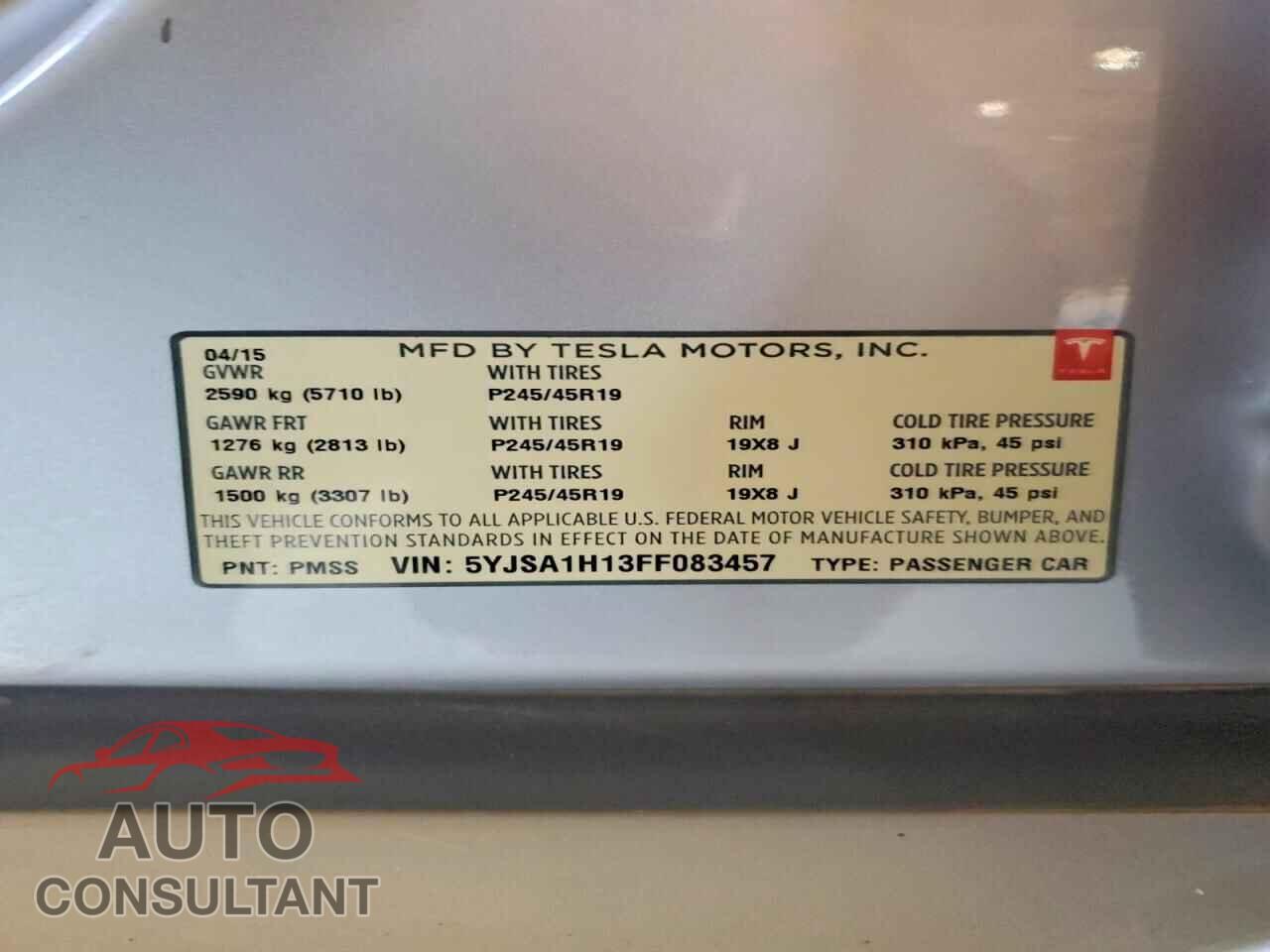 TESLA MODEL S 2015 - 5YJSA1H13FF083457