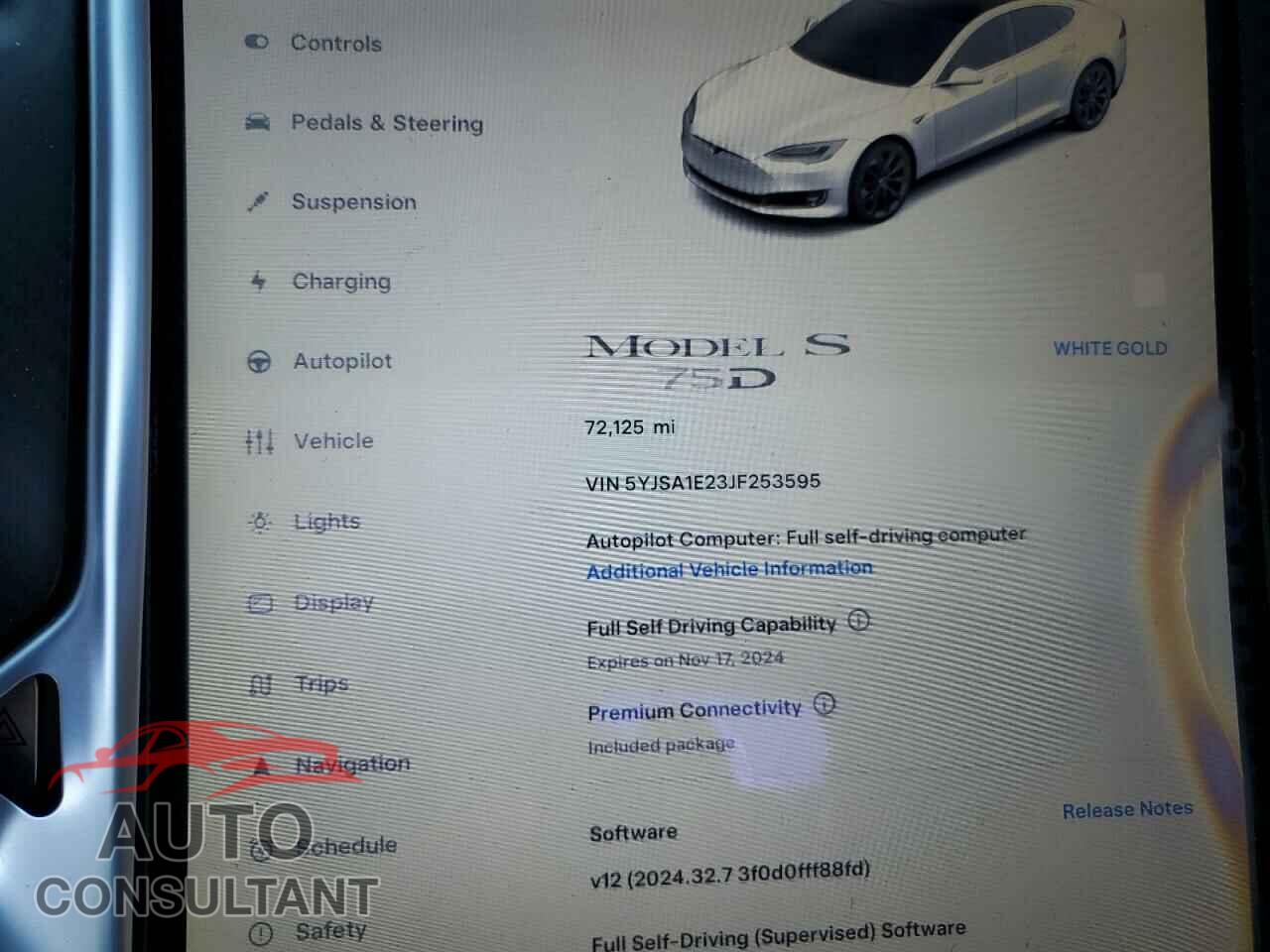 TESLA MODEL S 2018 - 5YJSA1E23JF253595