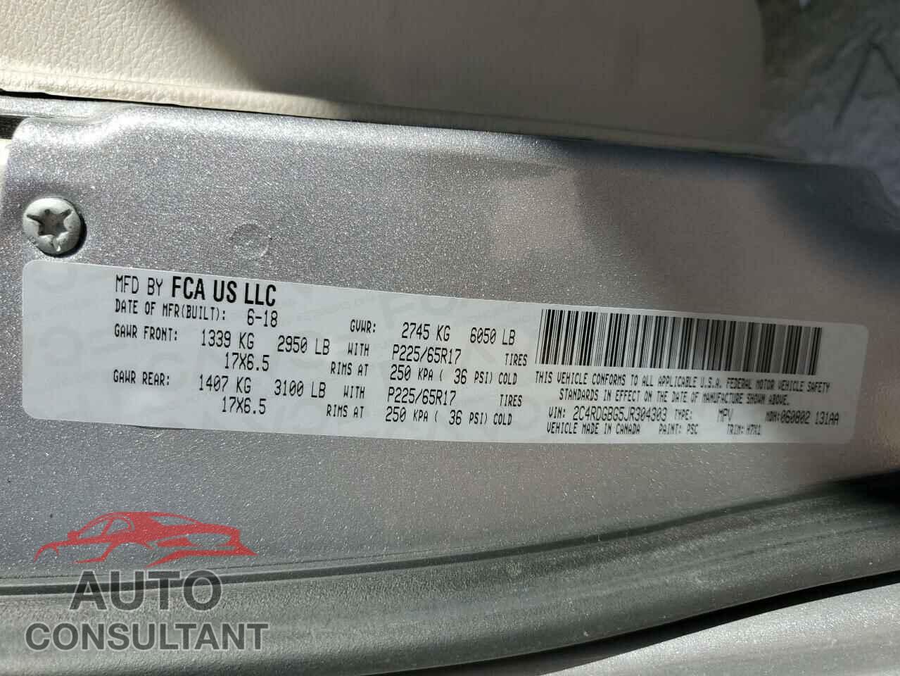 DODGE CARAVAN 2018 - 2C4RDGBG5JR304303