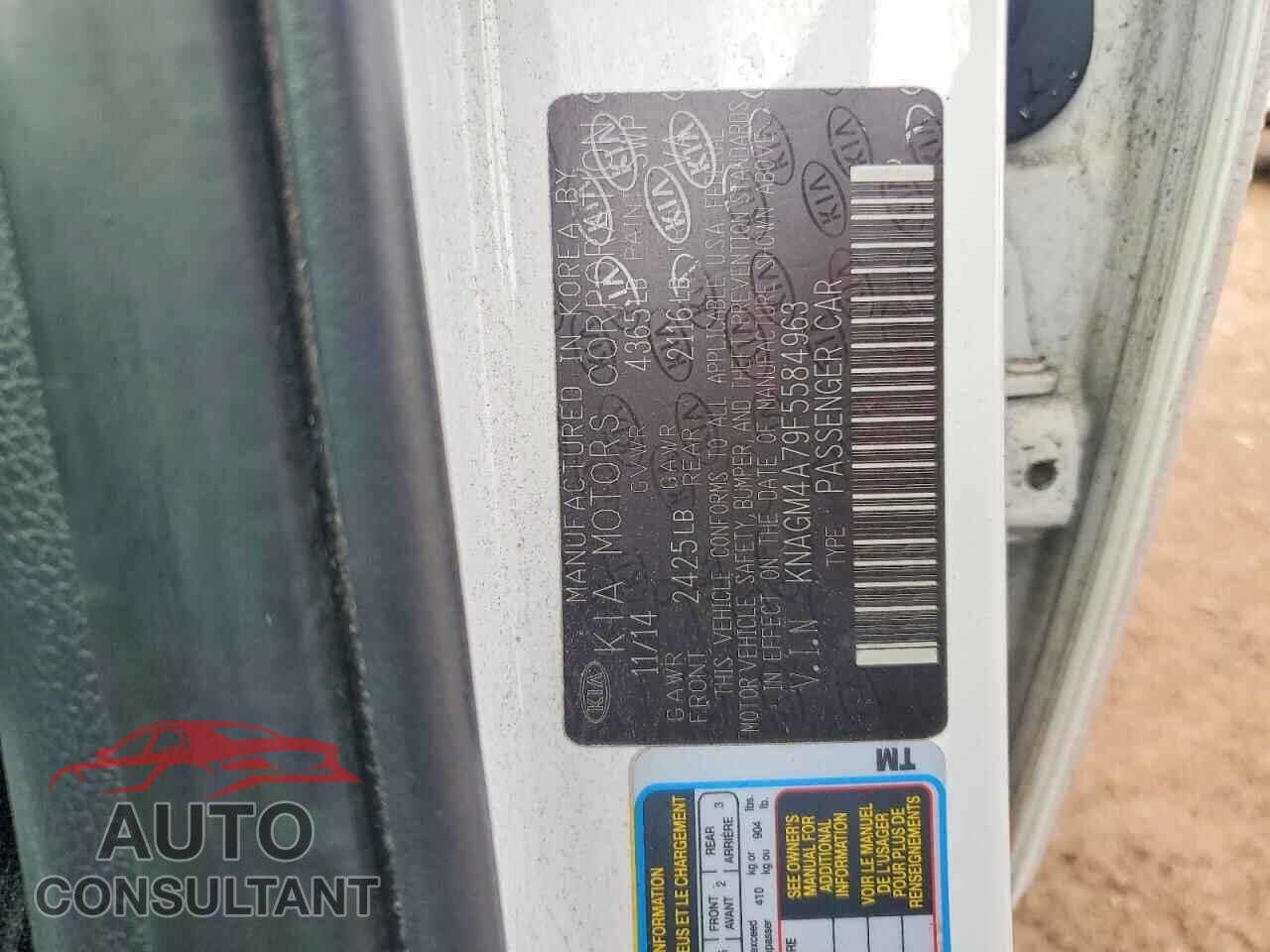 KIA OPTIMA 2015 - KNAGM4A79F5584963