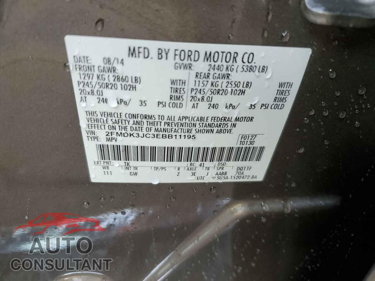 FORD EDGE 2014 - 2FMDK3JC3EBB11195