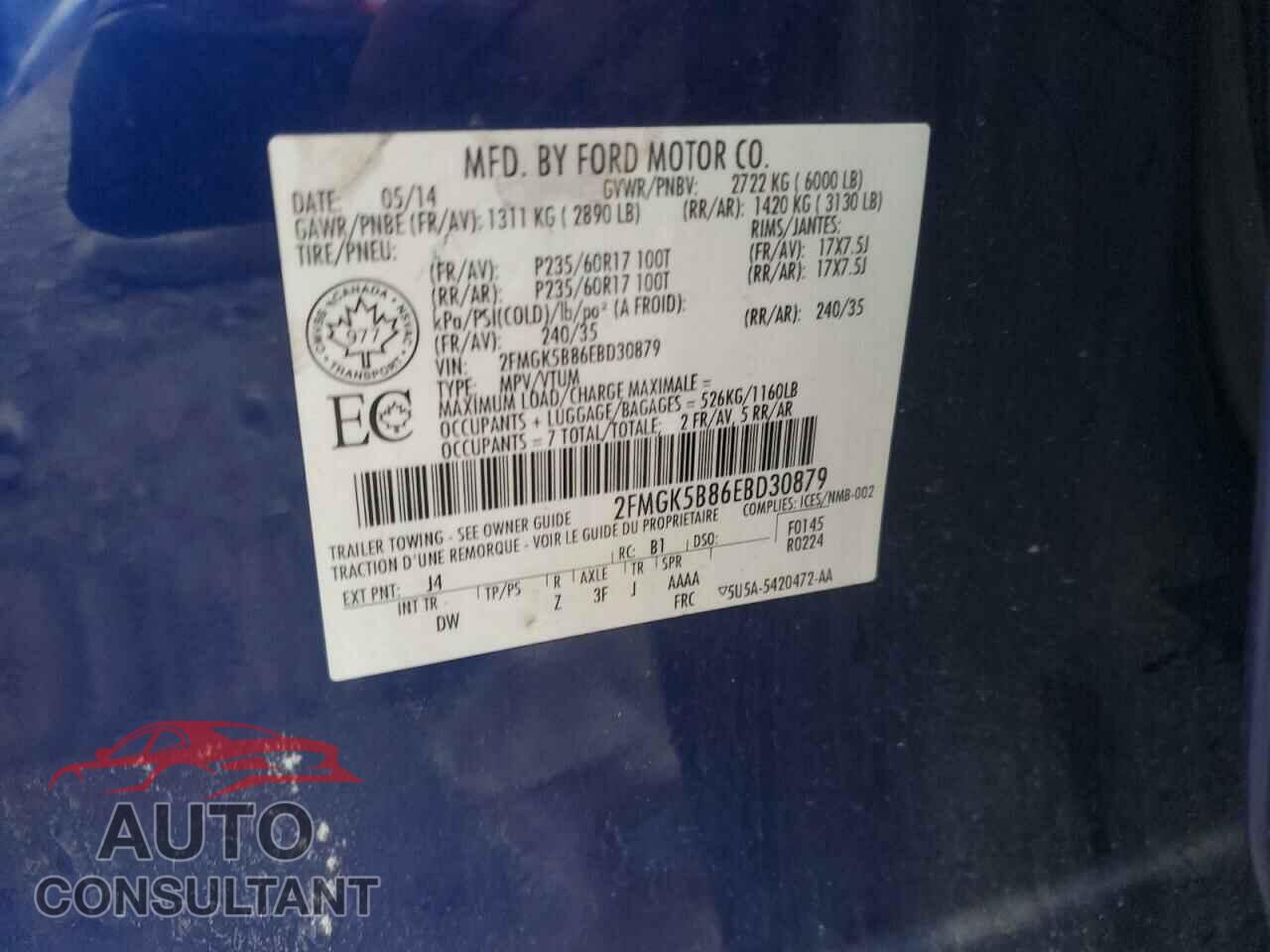 FORD FLEX 2014 - 2FMGK5B86EBD30879
