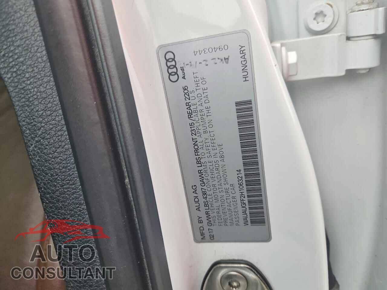 AUDI A3 2017 - WAUAUGFF2H1063214
