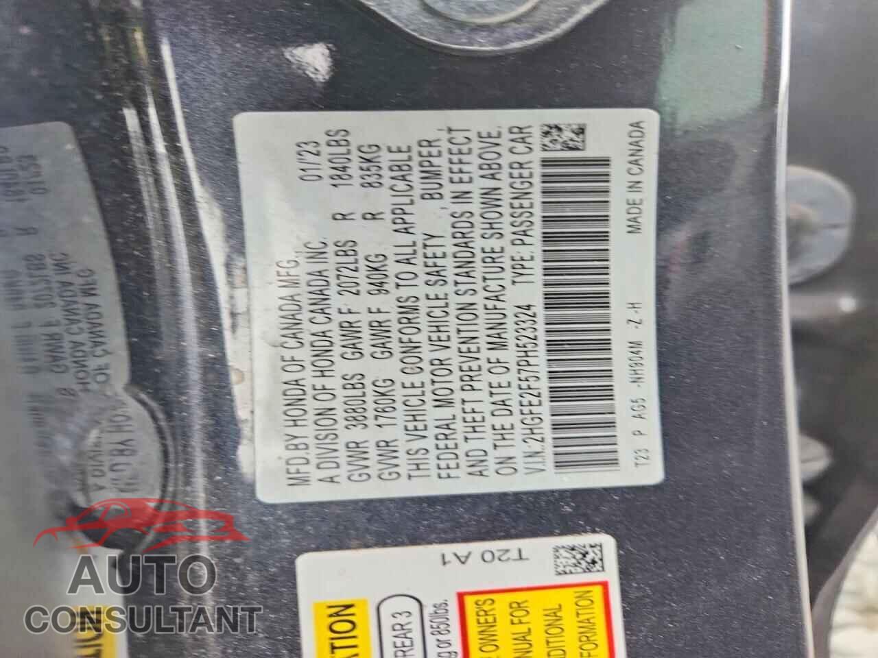 HONDA CIVIC 2023 - 2HGFE2F57PH523324