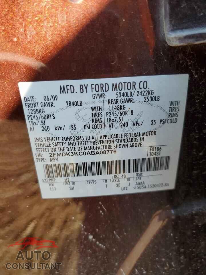 FORD EDGE 2010 - 2FMDK3KC0ABA08776