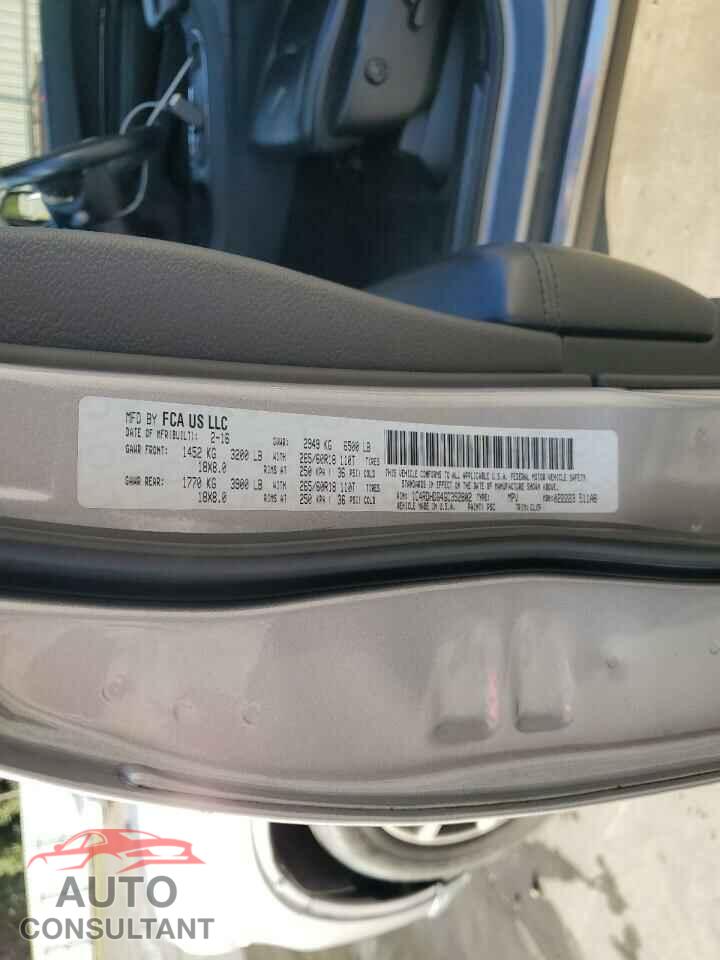 DODGE DURANGO 2016 - 1C4RDHDG4GC352802