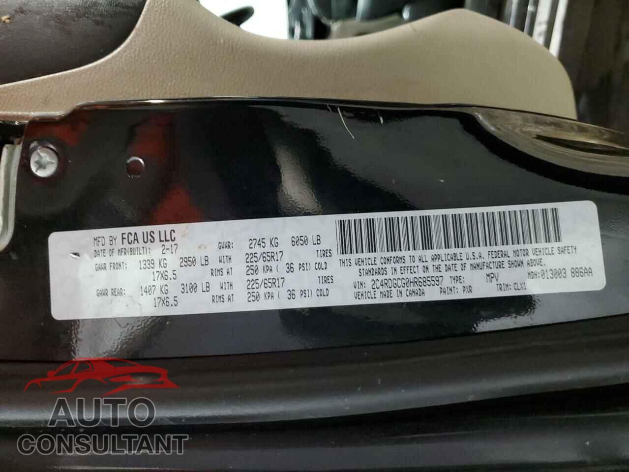 DODGE CARAVAN 2017 - 2C4RDGCG0HR685597