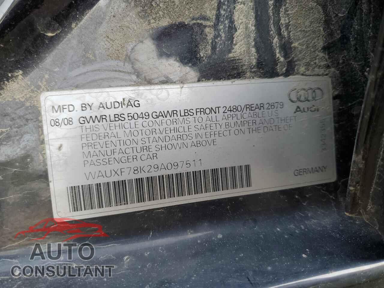AUDI A4 2009 - WAUXF78K29A097511