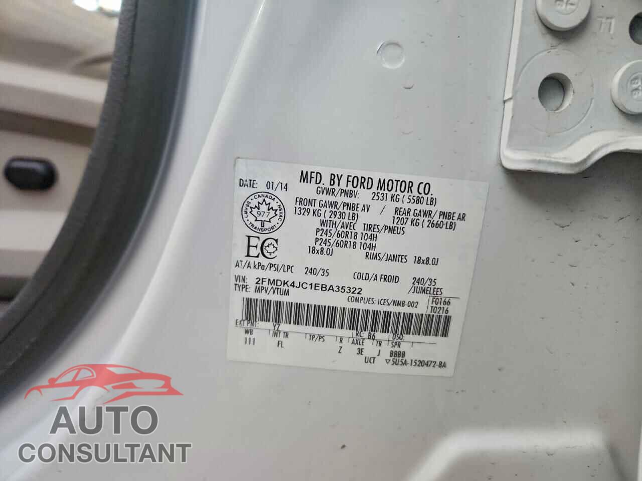 FORD EDGE 2014 - 2FMDK4JC1EBA35322