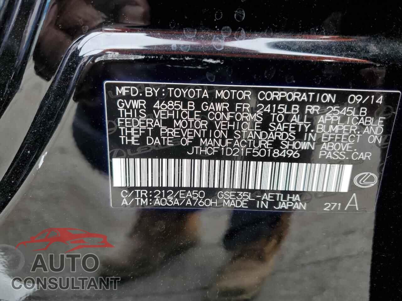 LEXUS IS 2015 - JTHCF1D21F5018496