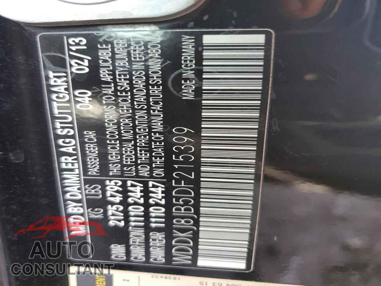 MERCEDES-BENZ E-CLASS 2013 - WDDKJ8JB5DF215399