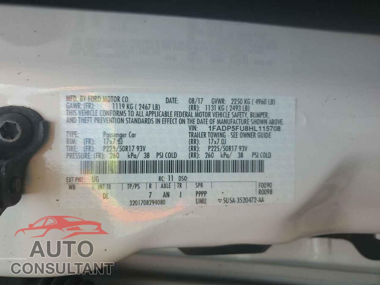 FORD CMAX 2017 - 1FADP5FU8HL115708