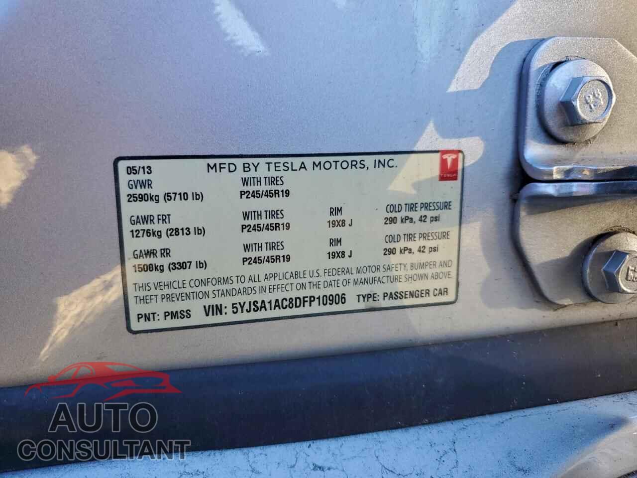 TESLA MODEL S 2013 - 5YJSA1AC8DFP10906
