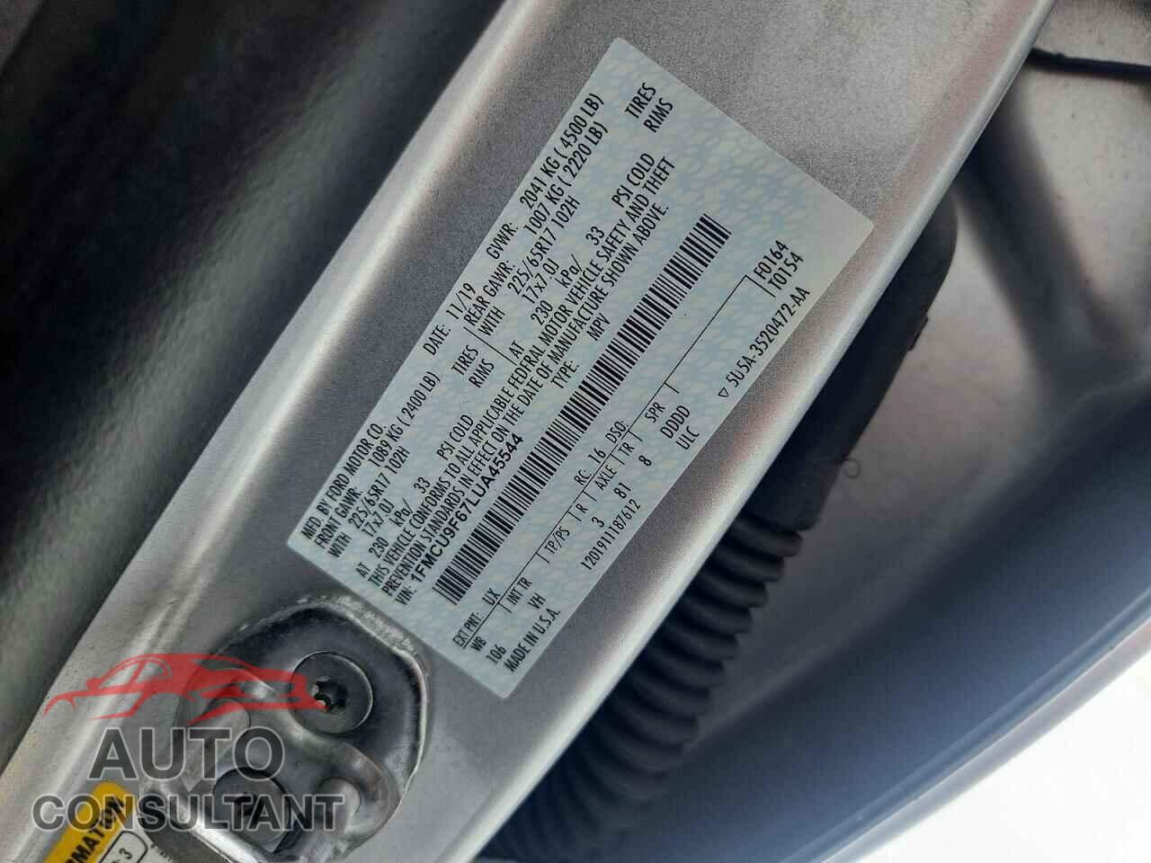 FORD ESCAPE 2020 - 1FMCU9F67LUA45544