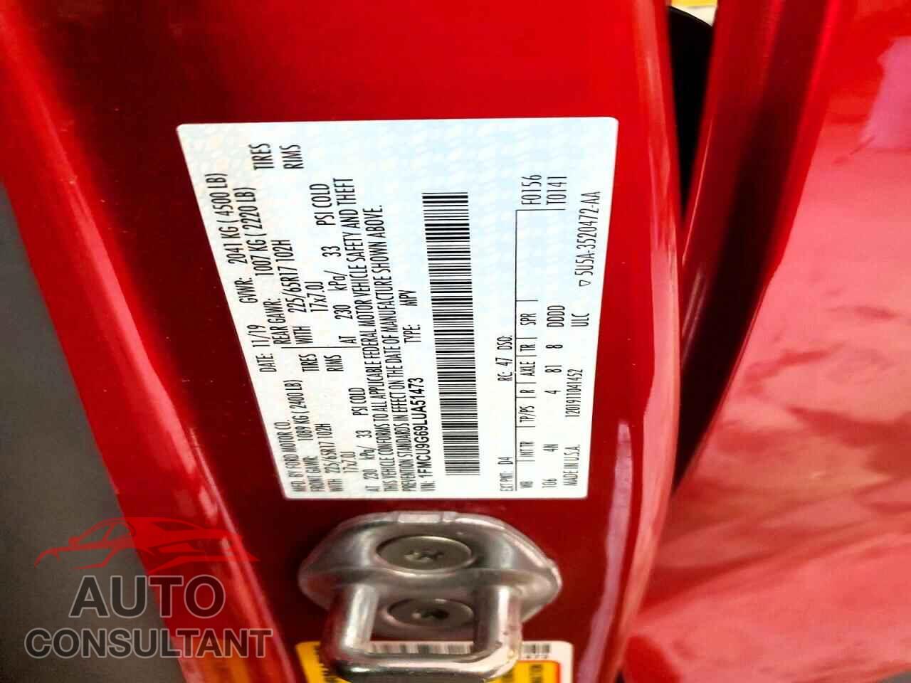 FORD ESCAPE 2020 - 1FMCU9G69LUA51473