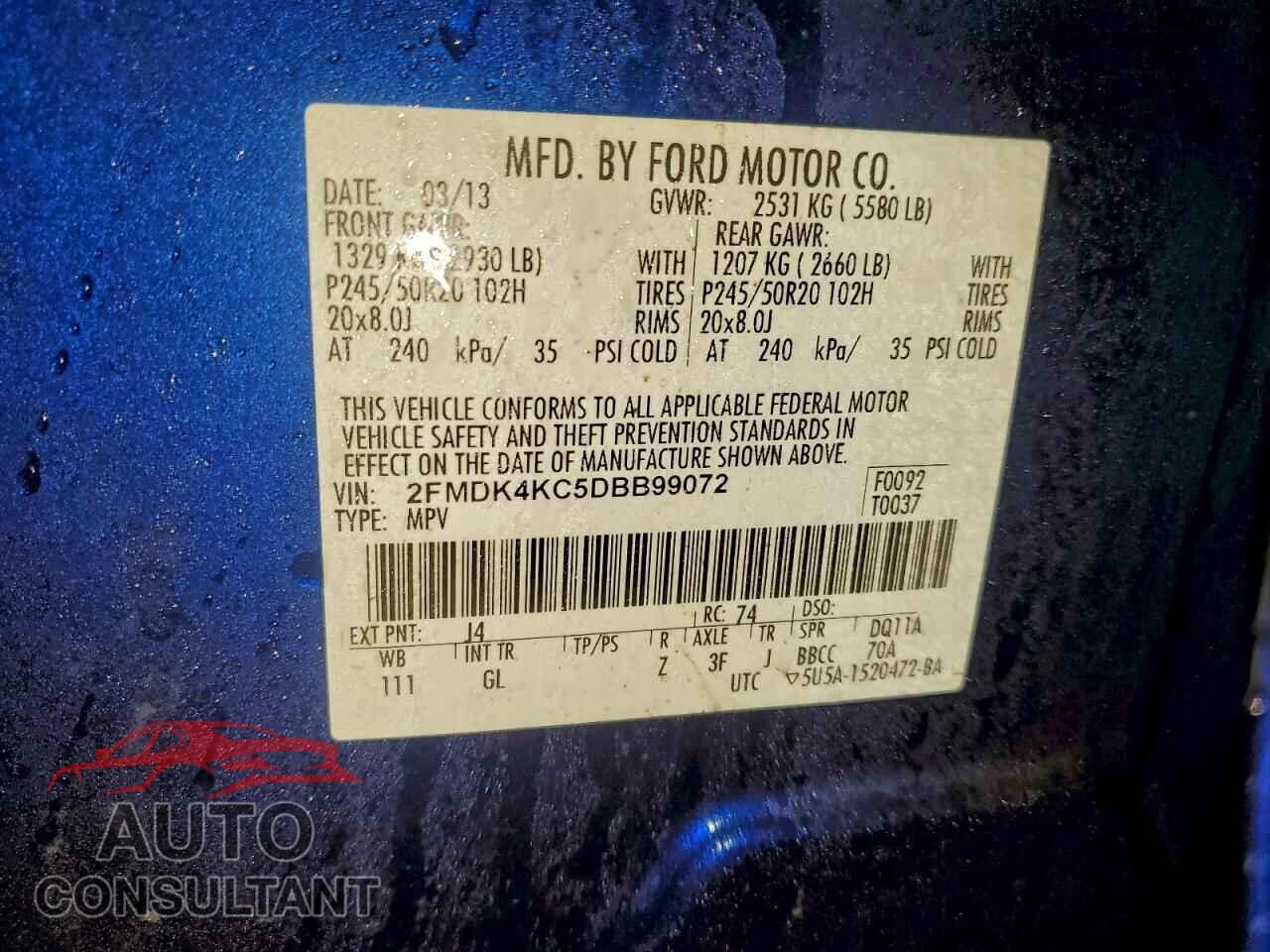 FORD EDGE 2013 - 2FMDK4KC5DBB99072