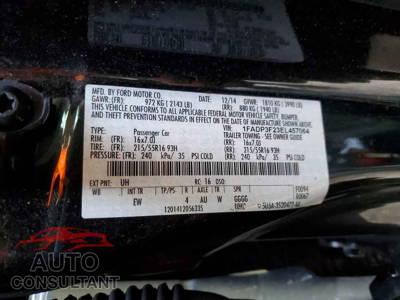 FORD FOCUS 2014 - 1FADP3F23EL457064