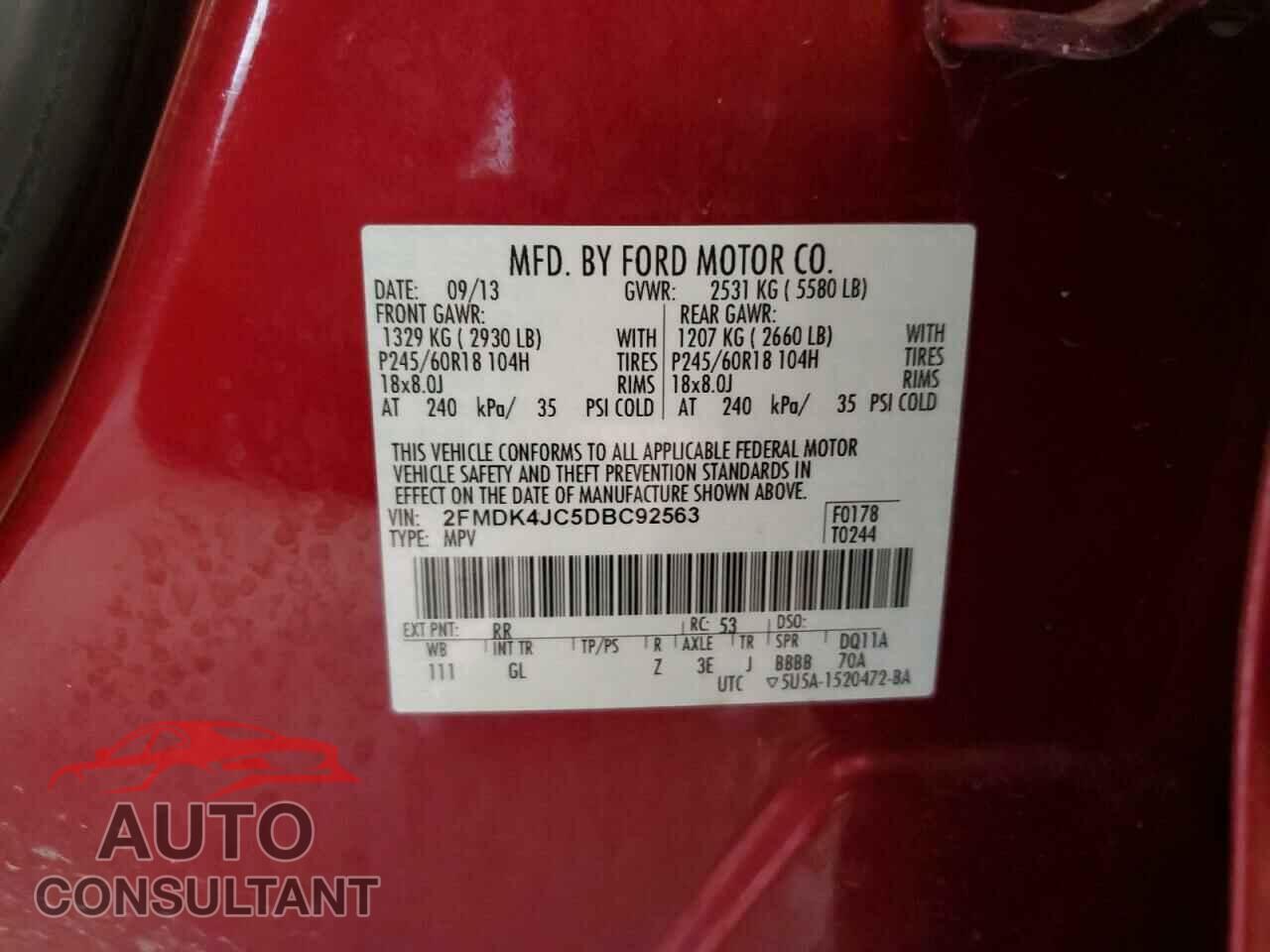 FORD EDGE 2013 - 2FMDK4JC5DBC92563