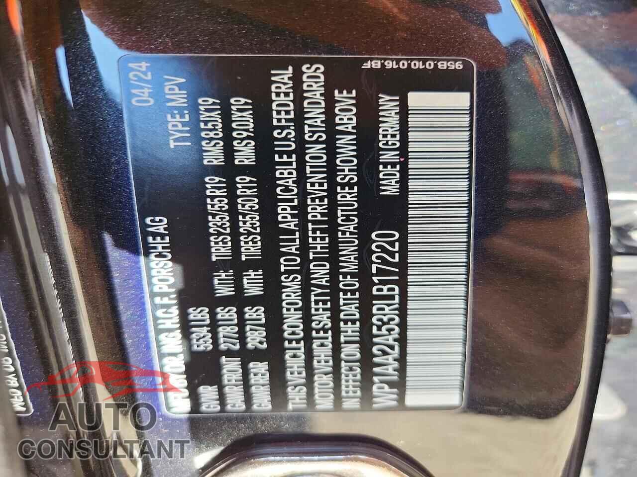 PORSCHE MACAN BASE 2024 - WP1AA2A53RLB17220