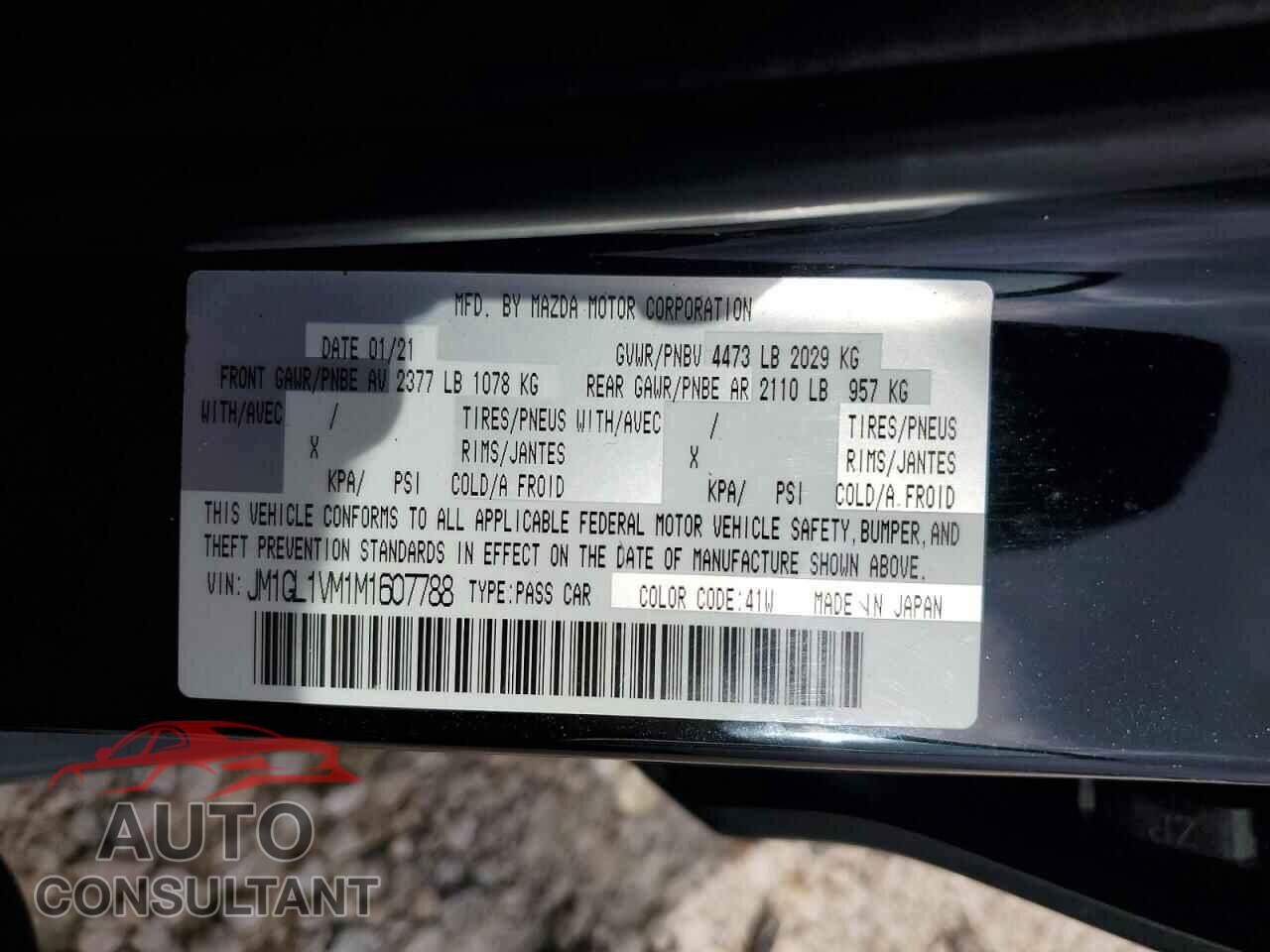 MAZDA 6 2021 - JM1GL1VM1M1607788