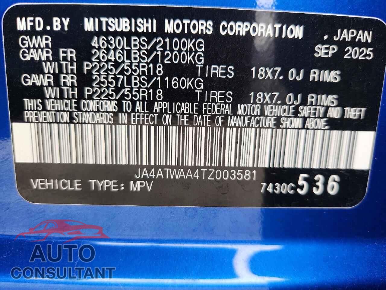 MITSUBISHI ECLIPSE 2026 - JA4ATWAA4TZ003581