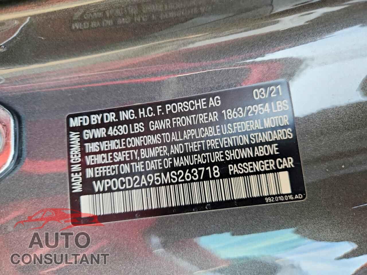 PORSCHE 911 2021 - WP0CD2A95MS263718
