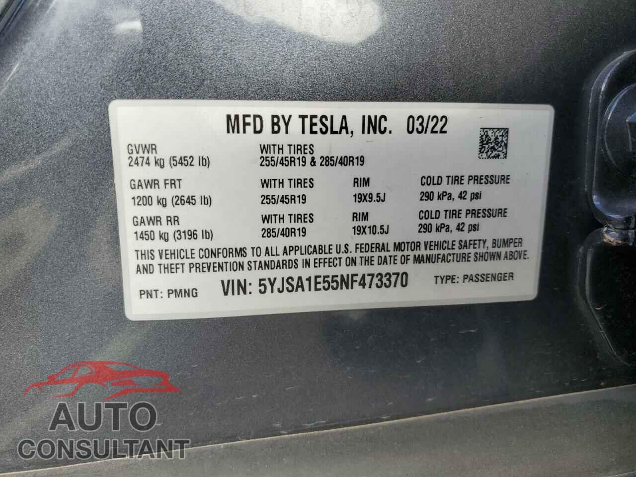 TESLA MODEL S 2022 - 5YJSA1E55NF473370
