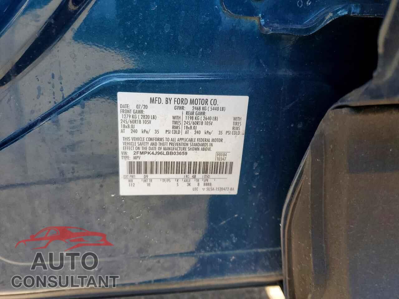 FORD EDGE 2020 - 2FMPK4J96LBB03659