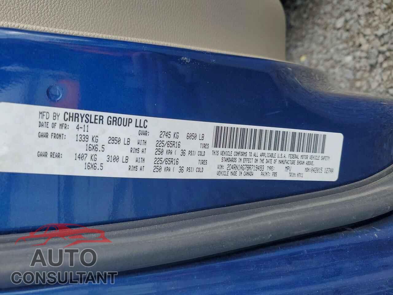 DODGE CARAVAN 2011 - 2D4RN1AG7BR719493