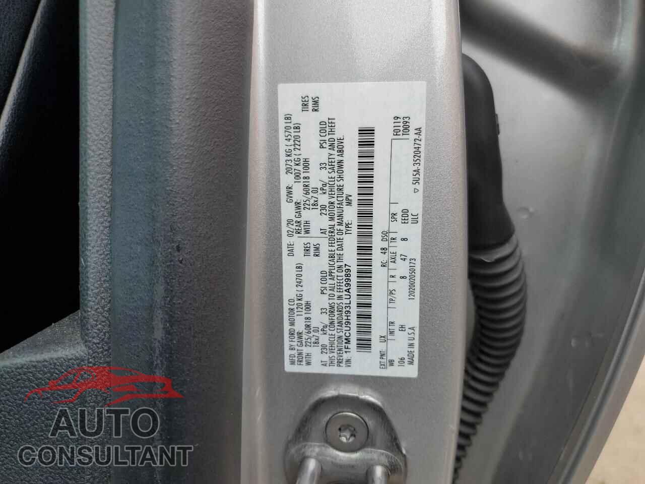 FORD ESCAPE 2020 - 1FMCU9H93LUA99897