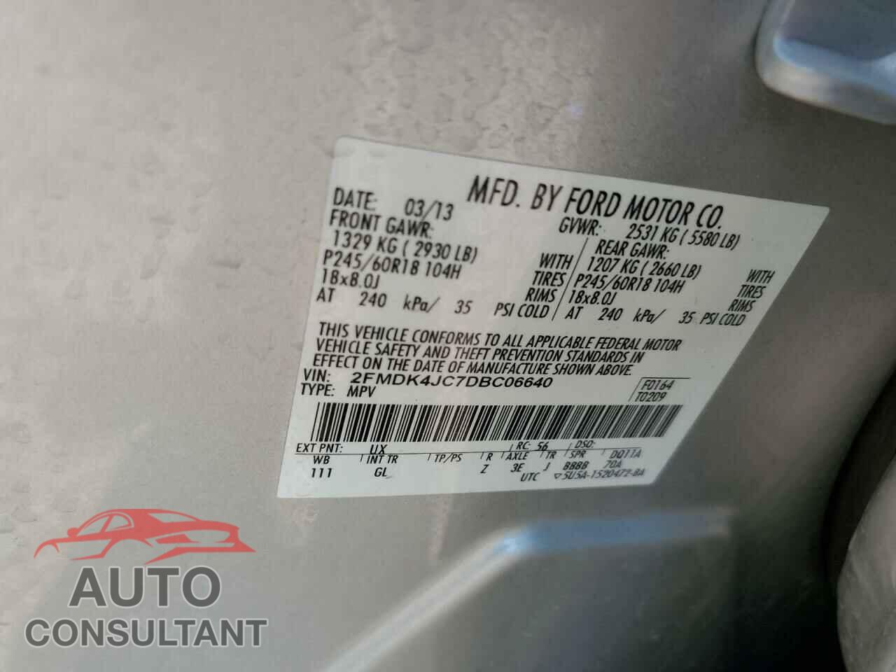 FORD EDGE 2013 - 2FMDK4JC7DBC06640