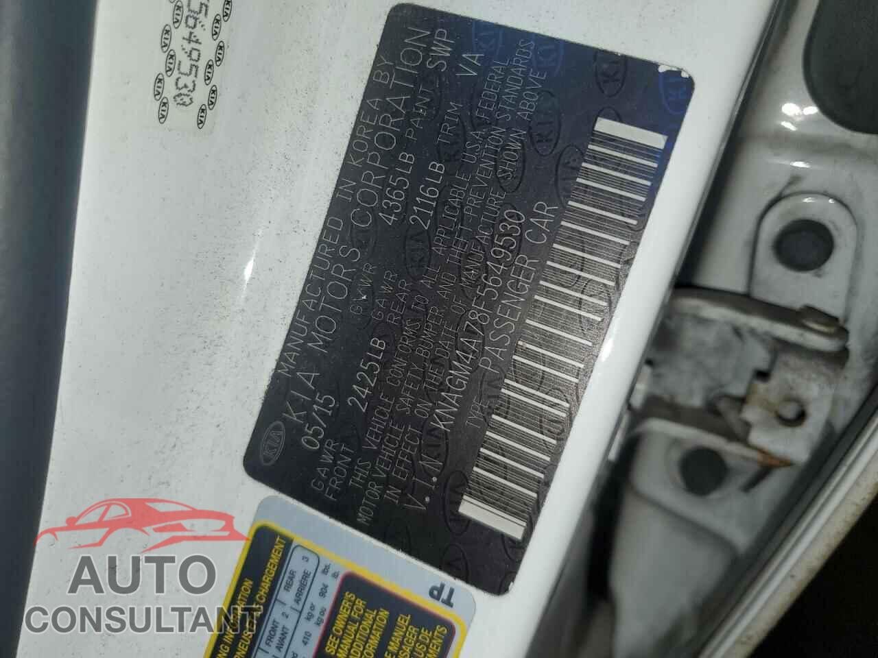 KIA OPTIMA 2015 - KNAGM4A78F5649530