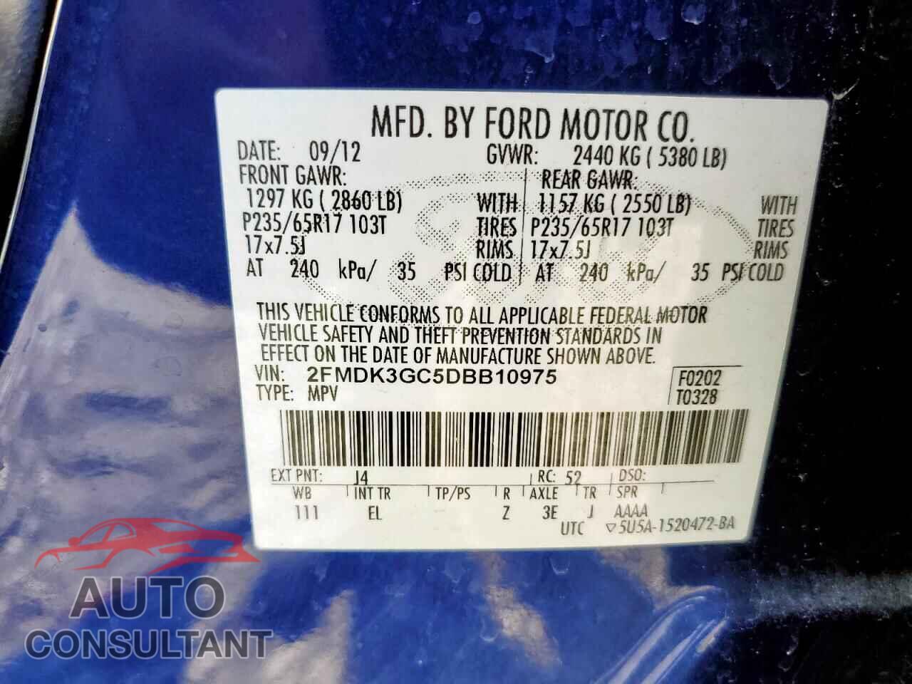 FORD EDGE 2013 - 2FMDK3GC5DBB10975