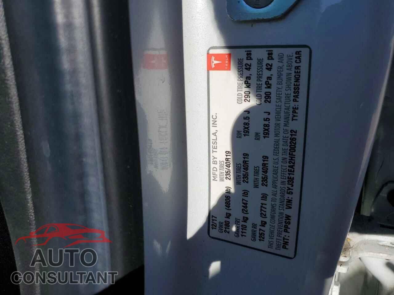 TESLA MODEL 3 2017 - 5YJ3E1EA2HF002612