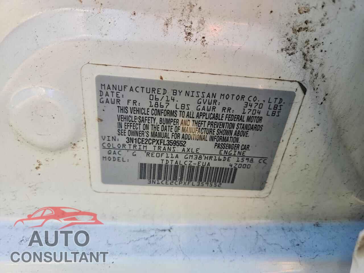 NISSAN VERSA 2015 - 3N1CE2CPXFL359552